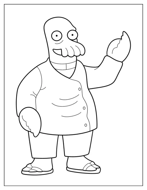 Dr. Zoidberg din Futurama stă cu brațele ridicate.