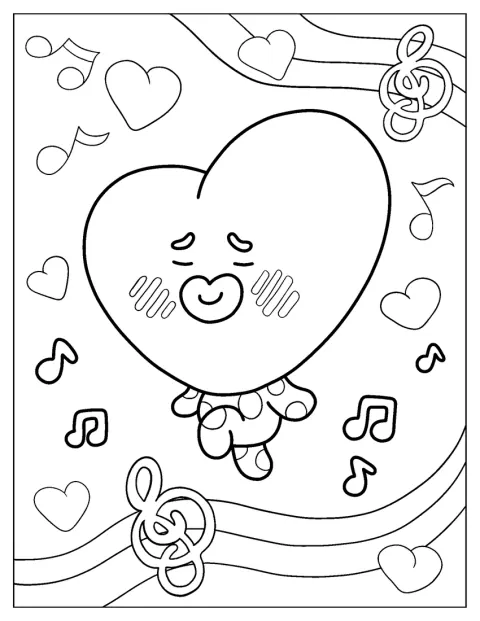 Tata zâmbește înconjurat de note muzicale.