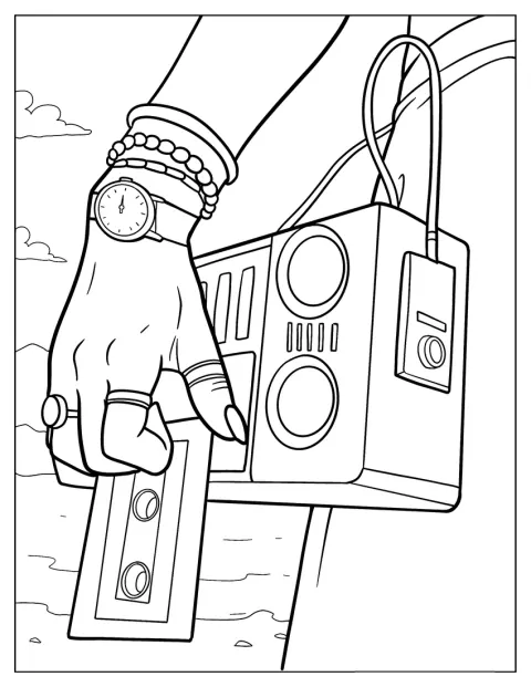 Eine Frau hält einen Walkman und eine Kassette aus den 80ern in den Händen.