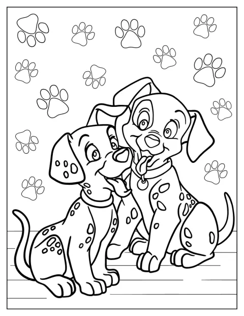 Suloiset dalmatianpennut ovat yhdessä.