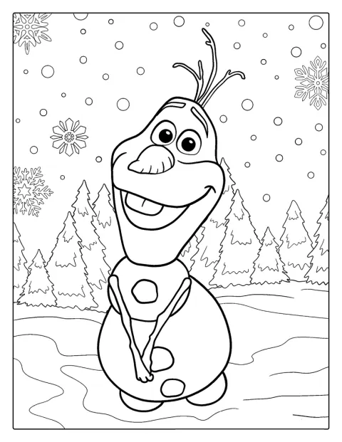 Olaf se usmívá a působí velmi roztomile.