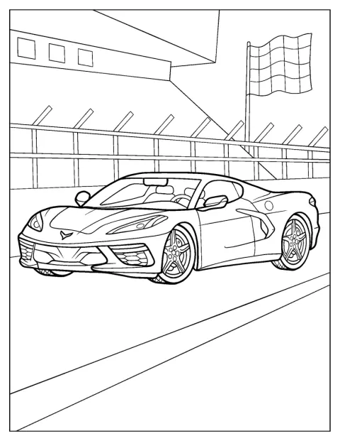 Un Corvette Stingray aparece de perfil con su característica forma deportiva.