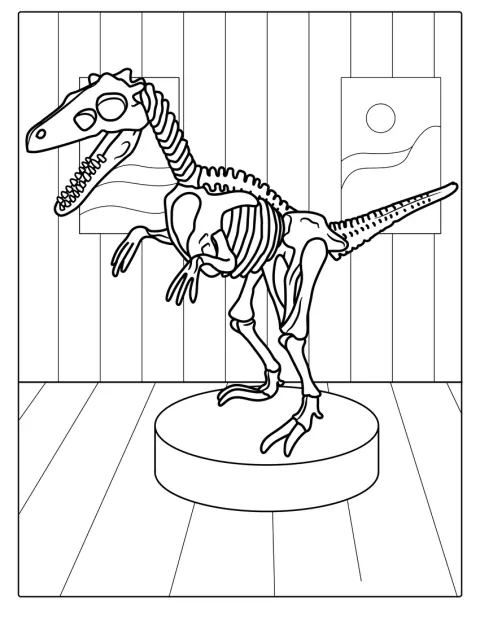 Velociraptor Skeleton Coloring Sheet