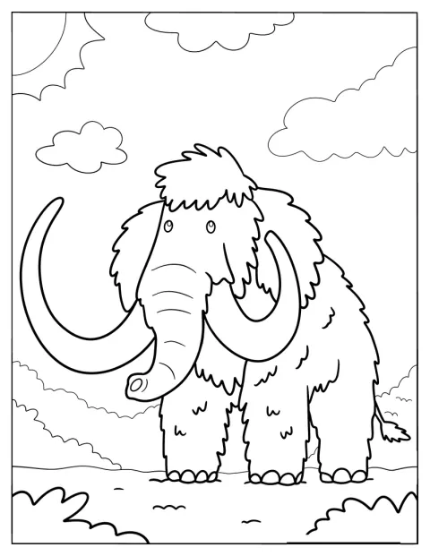 Cute Coloring Page Mammoth In Nature