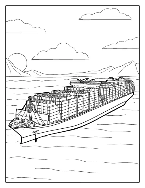 Et svært lasteskip frakter containere over havet.