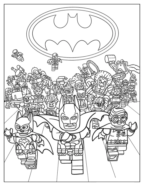Um cartaz do filme Lego Batman apresenta o herói em destaque.