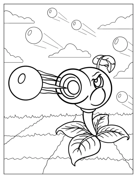 Der Erbsenschütze aus Plants vs. Zombies ist zu sehen.
