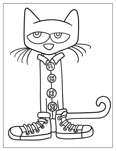 Pete the Cat apparaît dans un dessin facile à reconnaître.