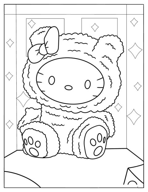My Melody trzyma pluszowego misia.