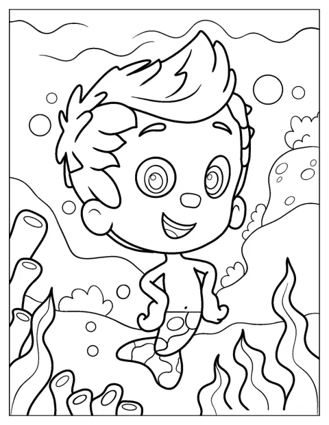 Bubble Guppies Coloring Page Of Simple Gil For Kids