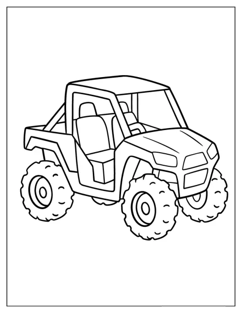 大きなタイヤを備えたシンプルな作業用バギーが描かれています。