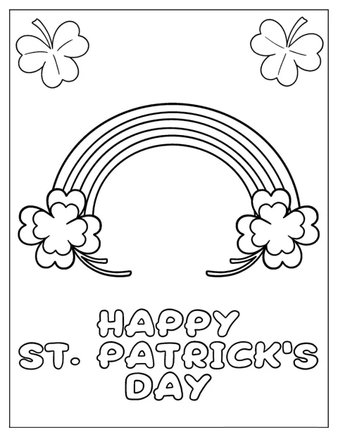 Happy St Patrick’s Day Coloring Page With Rainbow And Lucky Charms
