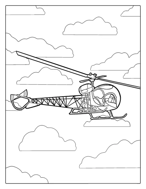 Bell 47 Helicopter Flying In The Sky
