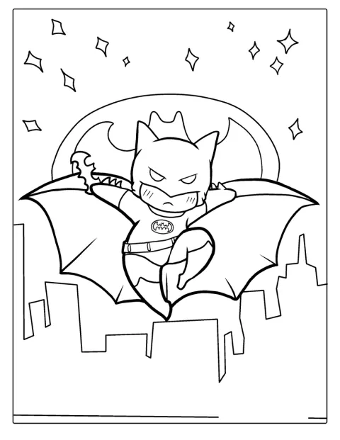 Cute Kawaii Batman Coloring For Kids