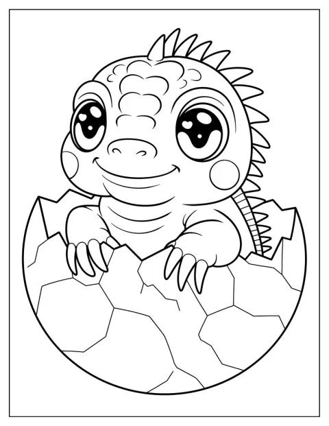 Un bébé iguane éclot et sort de sa coquille.