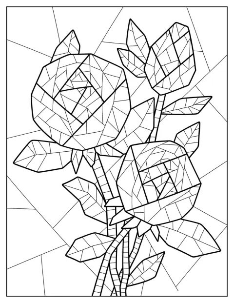 Mehrere Rosen blühen in einem detailreichen Mosaik.