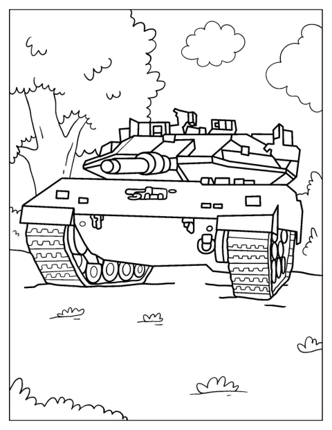 Merkava 4 -panssarivaunu näkyy suoraan edestä.