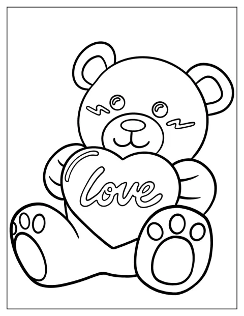 クマが大きなハートを抱えています。