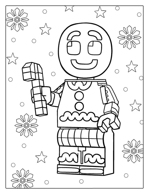 Um boneco de gengibre feito de peças LEGO aparece sozinho.