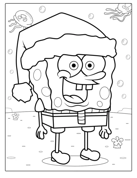 En enkel kontur viser Svampebob stående.