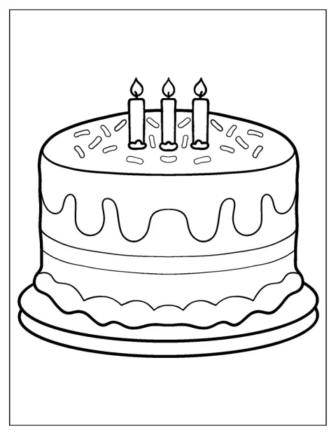 En festlig kake har tallet tre på toppen.