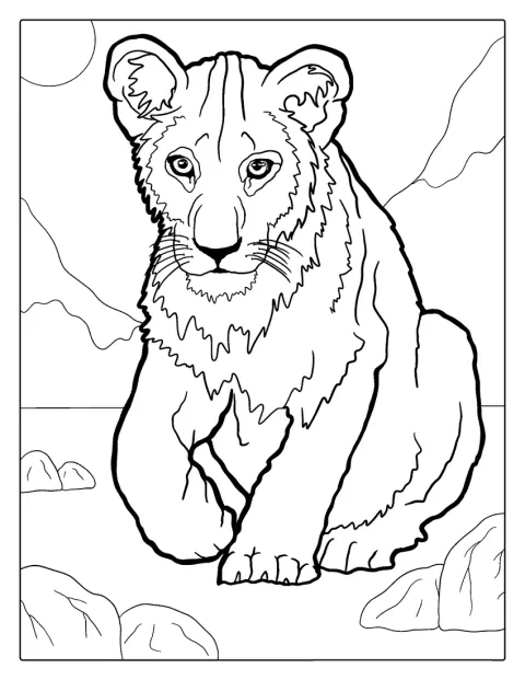 Cute Lion Cub To Color