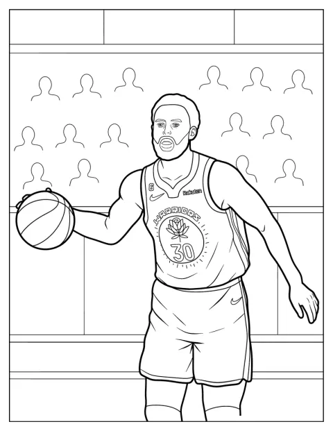 Stephen Curry In Court Coloring Page