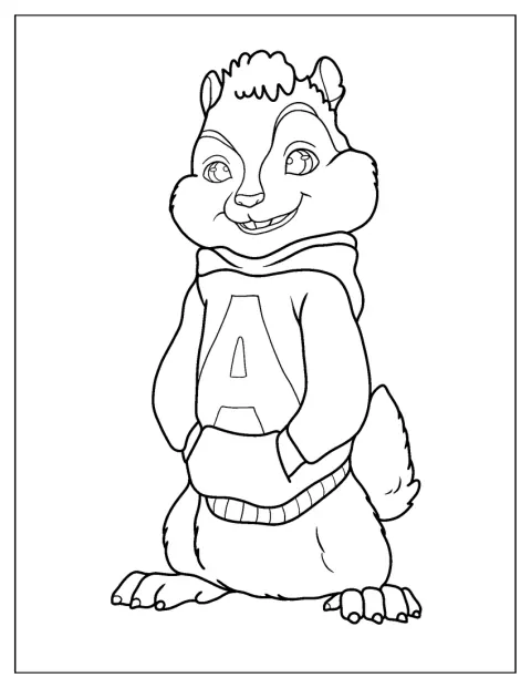 Alvin sorri, vestido com uma camisola de capuz.