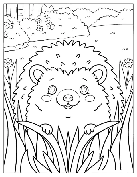 Un hérisson amical pointe sa tête au-dessus de l’herbe.