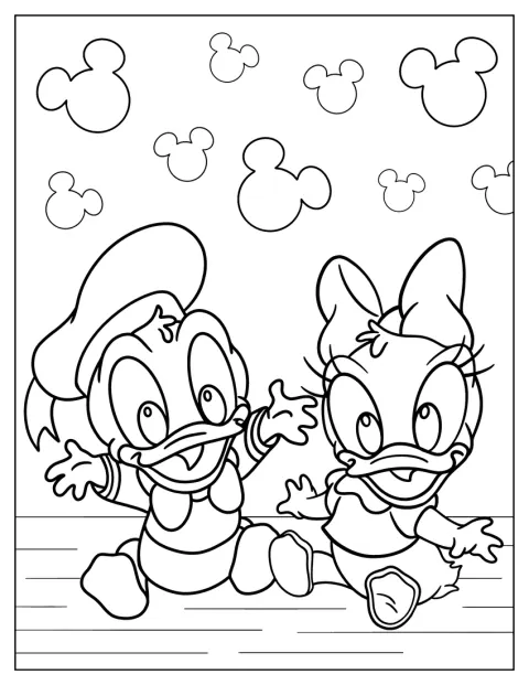 Paperina e Paperino, raffigurati come paperotti, sono insieme.