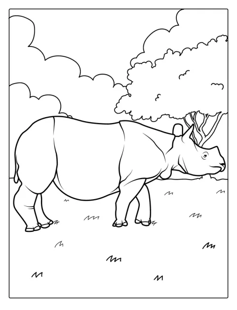 Indian Rhino Coloring Page