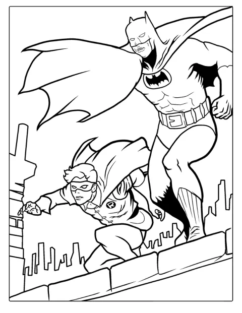 Batman e Robin unem forças para combater o crime.