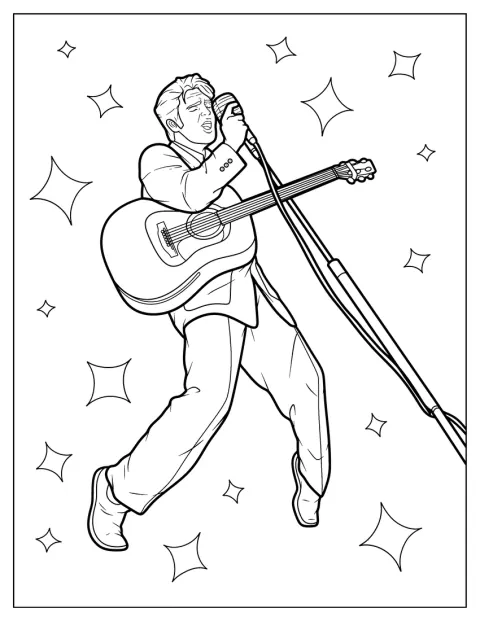 Elvis Presley chante avec passion devant un micro.