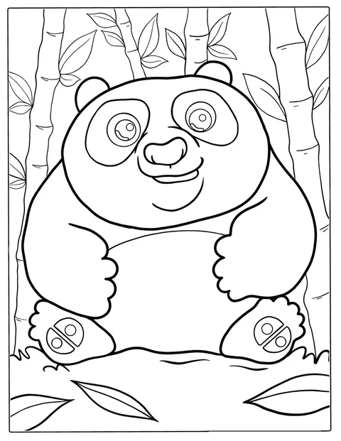 Een panda zit naast een paar bamboestengels.