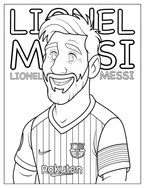 Messi aparece em estilo de desenho animado, vestido com uma camisola de futebol.