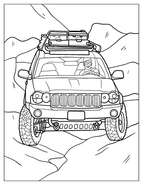 En Jeep Grand Cherokee med takstativ står parkert.