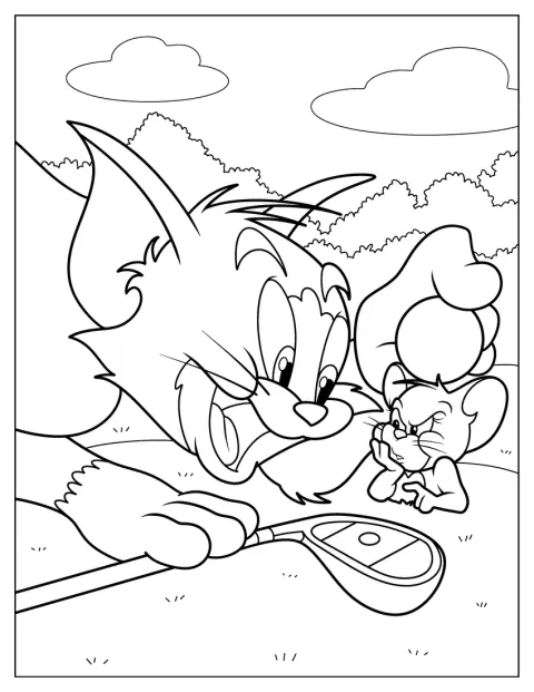 Tom és Jerry egy golfpályán töltik az időt.