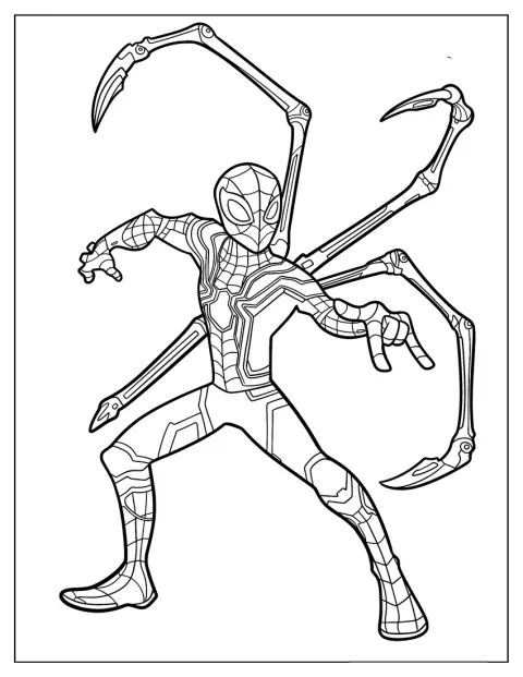 Iron Spider skyter ut spindelvev fra hendene sine.