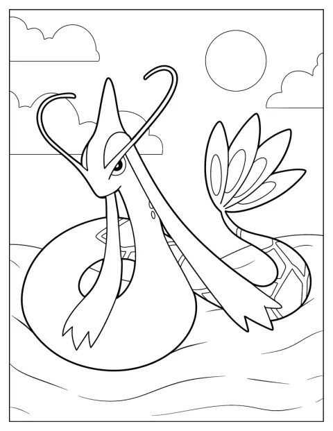 Milotic bevæger sig gennem havet på sin rejse.