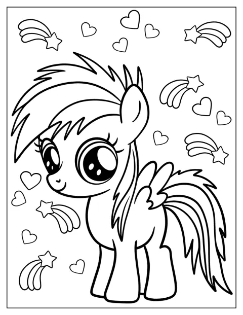 Rainbow Dash poseeraa selkeässä ja yksinkertaisessa kuvassa.