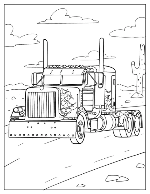 Optimus Prime er avbildet i lastebilform med realistiske detaljer.