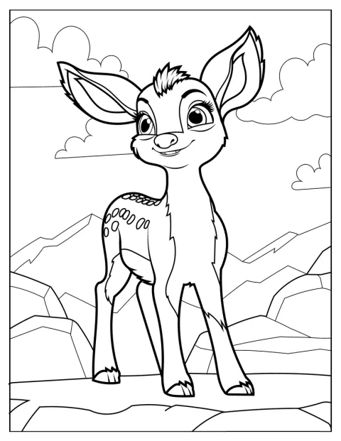 El pequeño Bambi aparece con un estilo tierno y sencillo.
