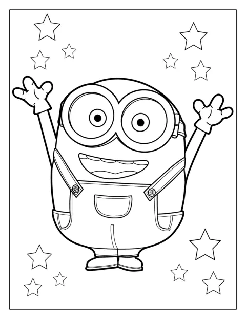 Bob från Minions visas i en enkel kontur.