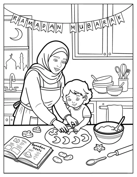 In cucina, una mamma e il suo bambino preparano insieme biscotti a forma di mezzaluna.