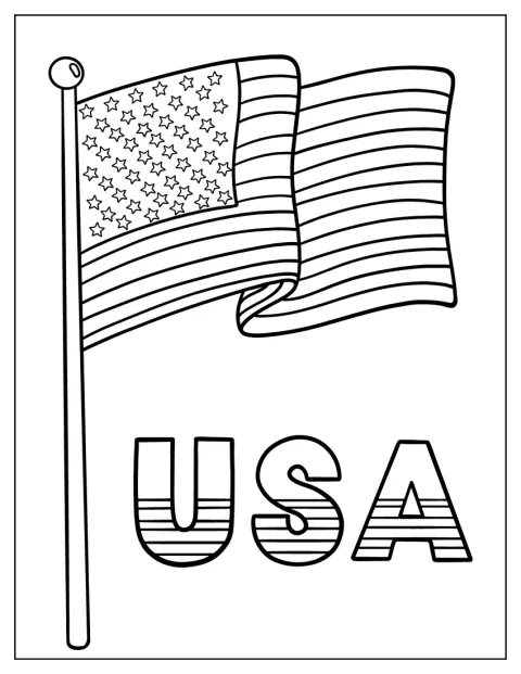 Det amerikanske flag vises med stjerner og striber.