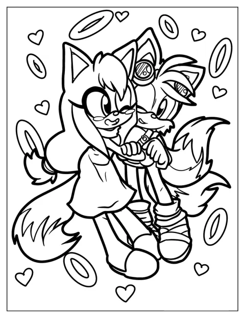 Tails e Zooey si guardano con affetto.