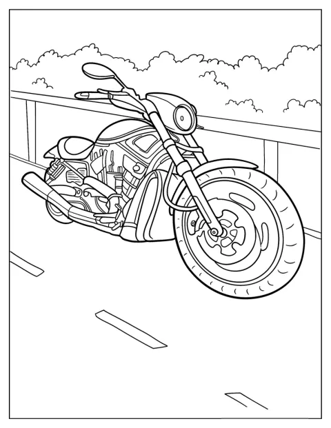 En Harley Davidson kører hurtigt hen ad motorvejen.