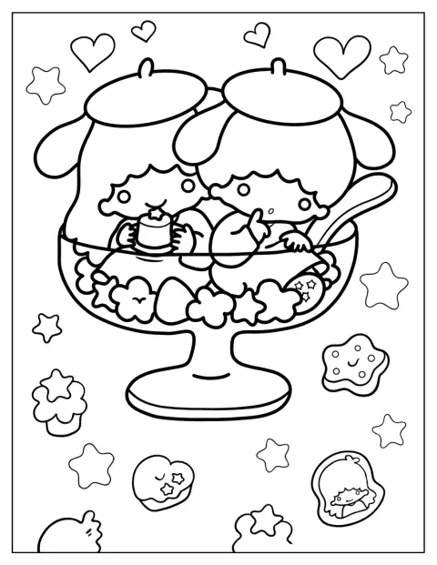 Kiki a Lala jsou vyobrazené jako postavička Pompompurin.