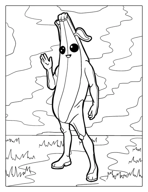 バナナの姿をしたフォートナイトのピーリーが描かれています。