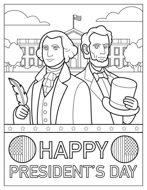 George Washington i Abraham Lincoln widnieją obok napisu „Happy President’s Day”.
